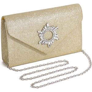 Labair Women's Clutch Purse Sparkly Rhinestone Handbag, Gold square rhinestone